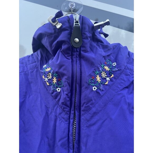Vintage 90s Obermeyer Scarlett purple floral embroidered ski jacket alpine S - Picture 5 of 16